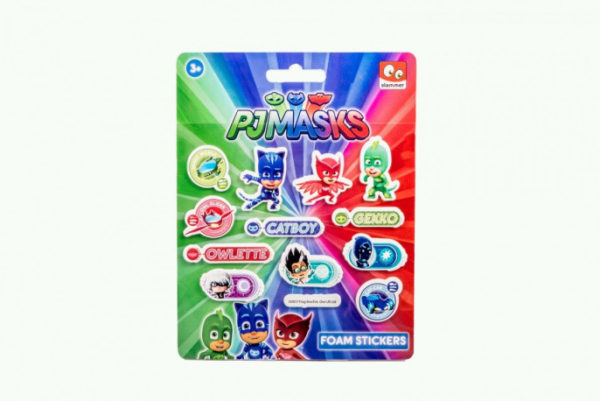 Sada 12 ks pěnových samolepek PJ Masks / Pyžamasky / balení 15 x 18 cm