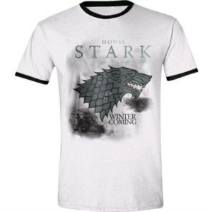 Tričko Pánské Hra O Trůny / Game Of Thrones Stark Storm Ringer Bílé Xl